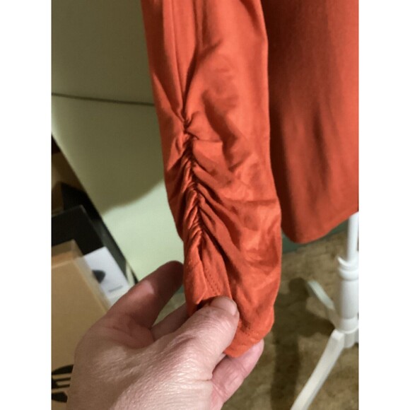 Grace Elements Womens Size M Rust Stretch Boat Neck Ruched Long Sleeve Tunic Top - Picture 3 of 9